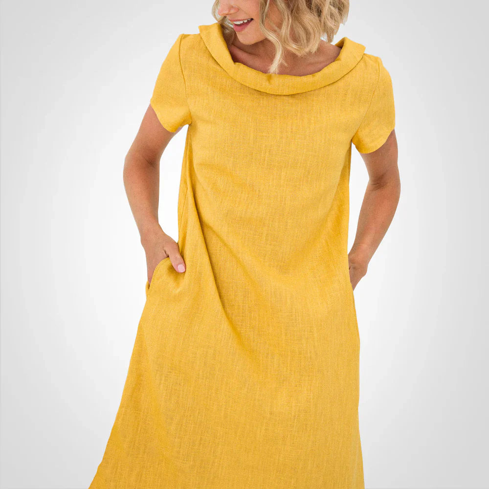 Anvika – Lässiges Kurzarmkleid aus Baumwollleinen