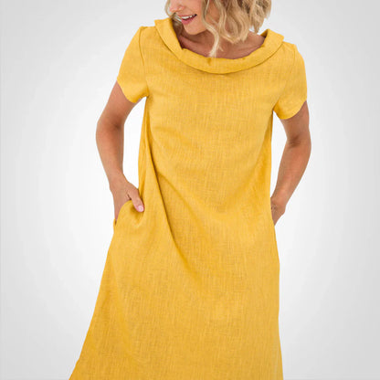 Anvika – Lässiges Kurzarmkleid aus Baumwollleinen