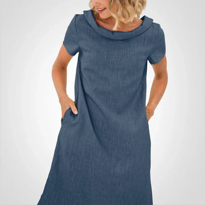 Anvika – Lässiges Kurzarmkleid aus Baumwollleinen