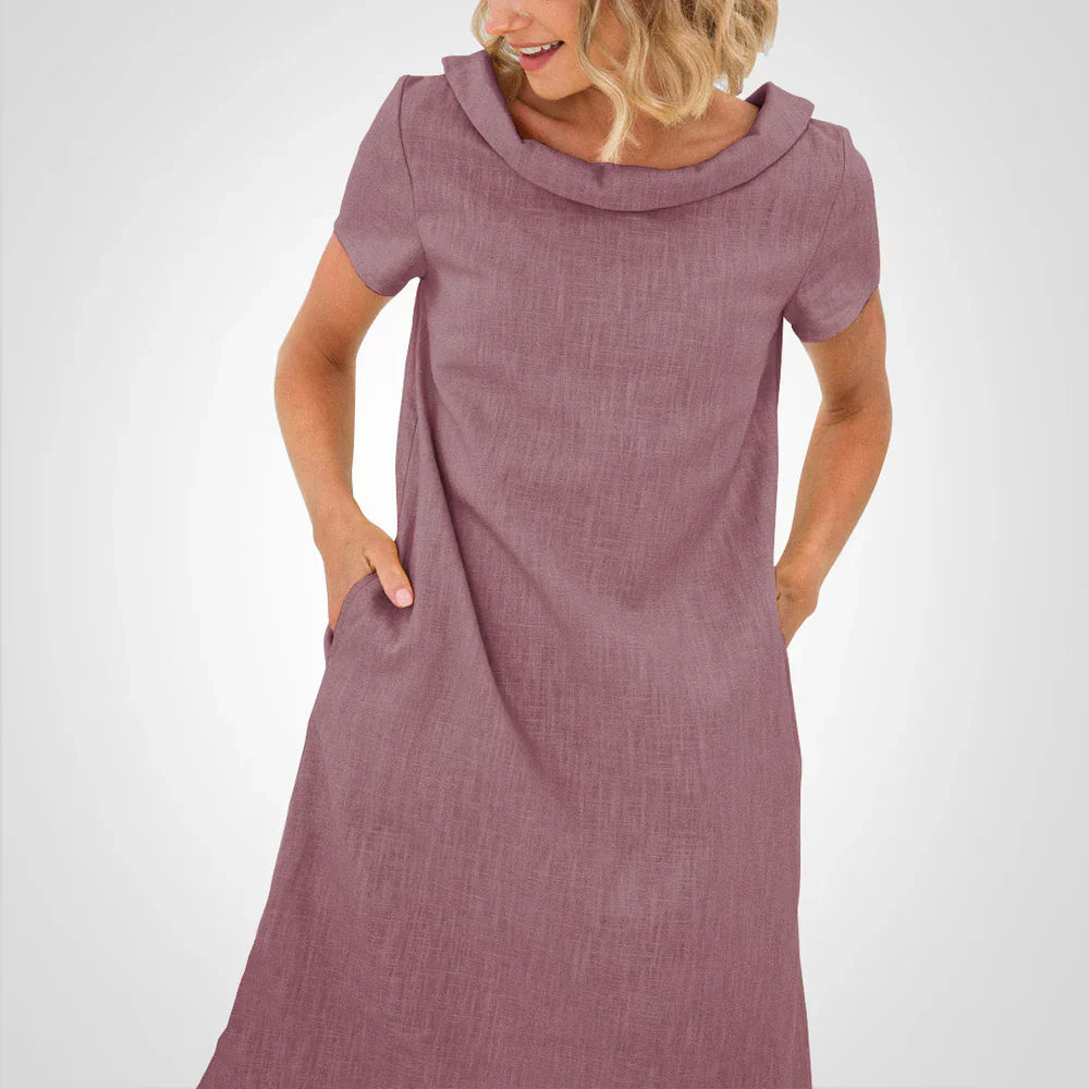 Anvika – Lässiges Kurzarmkleid aus Baumwollleinen