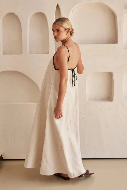 Dravara – Hochwertiges Leinen-Maxikleid in A-Linie