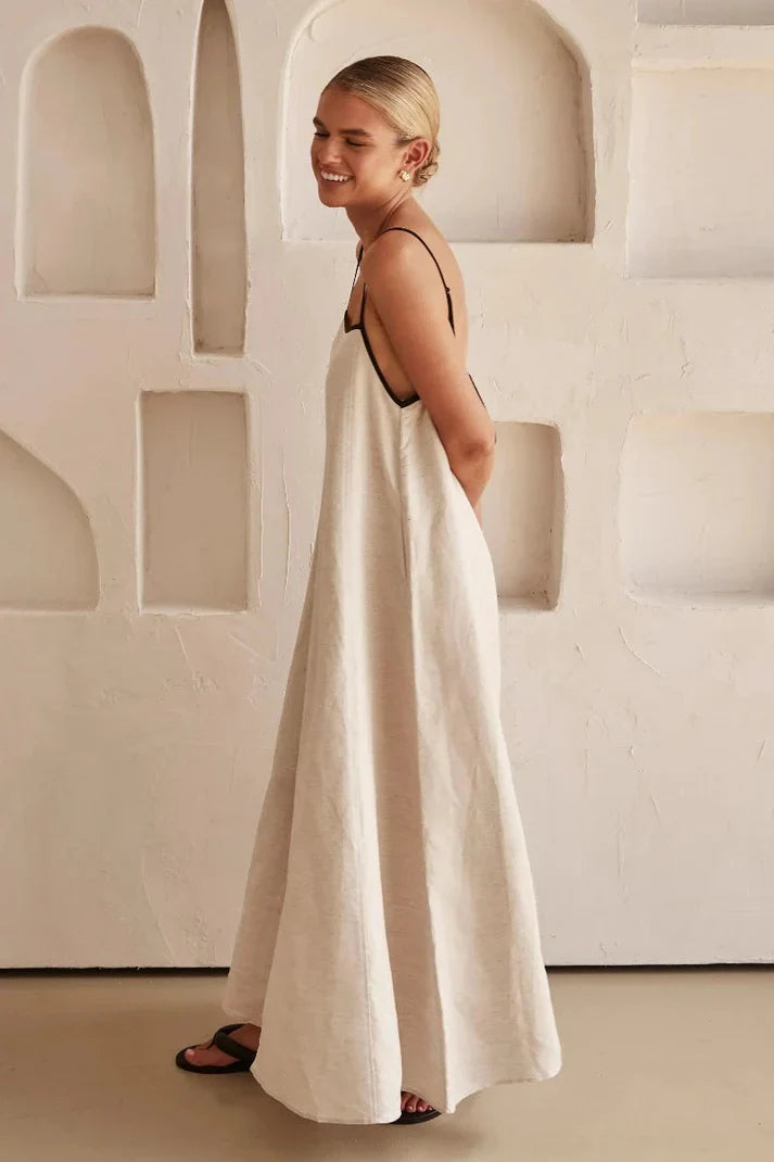 Dravara – Hochwertiges Leinen-Maxikleid in A-Linie