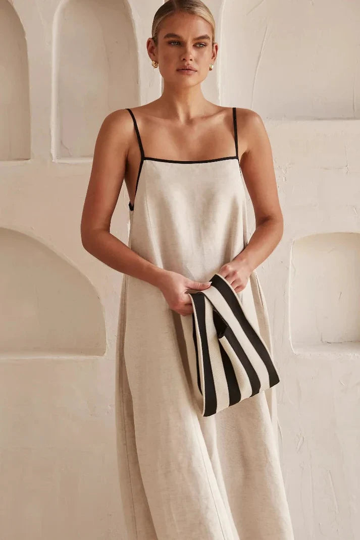 Dravara – Hochwertiges Leinen-Maxikleid in A-Linie
