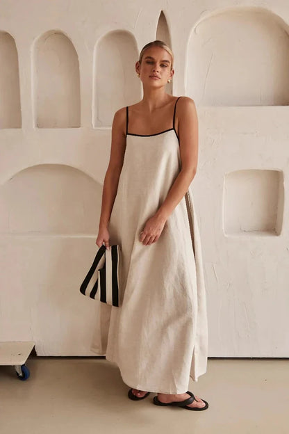Dravara – Hochwertiges Leinen-Maxikleid in A-Linie