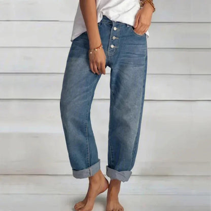 Mergene – Relaxed Fit Jeans mit Knopfleiste