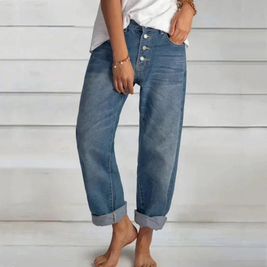 Mergene – Relaxed Fit Jeans mit Knopfleiste