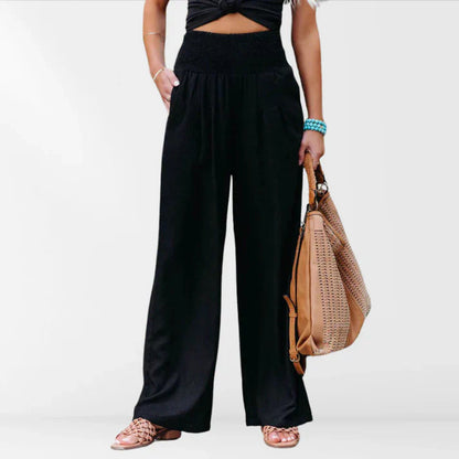 Rosvenna – Stilvolle Hose mit weitem Bein und gesmoktem Bund