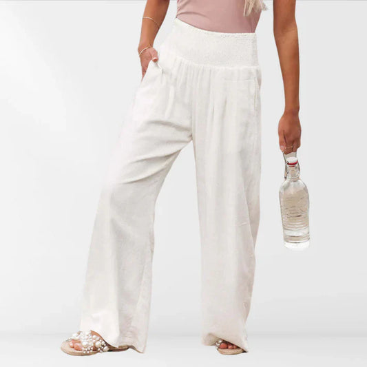 Rosvenna – Stilvolle Hose mit weitem Bein und gesmoktem Bund
