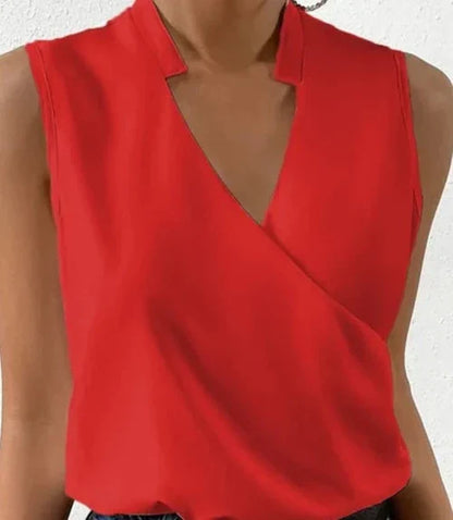 Sorilda – Elegante Satin-Wickelbluse mit V-Ausschnitt