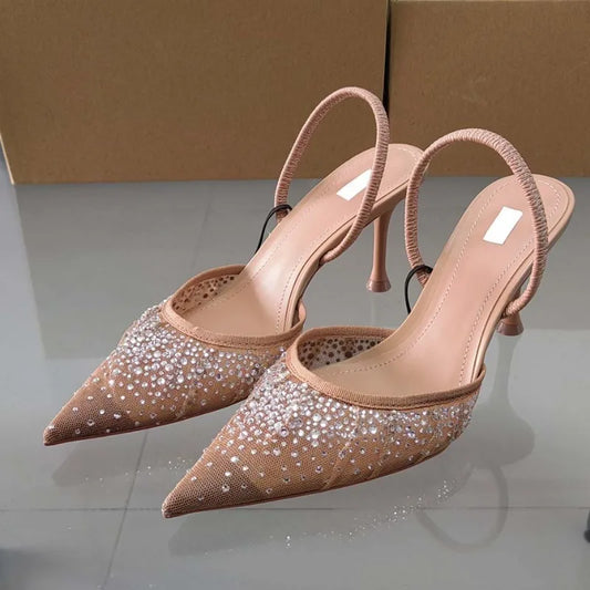 Roselith – Elegante Slingback-Pumps mit Strasssteinen in Nude