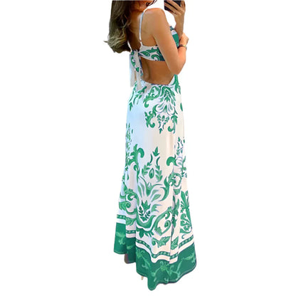 Sorimae – Smaragdgrünes Barock-Maxikleid mit Spaghettiträgern