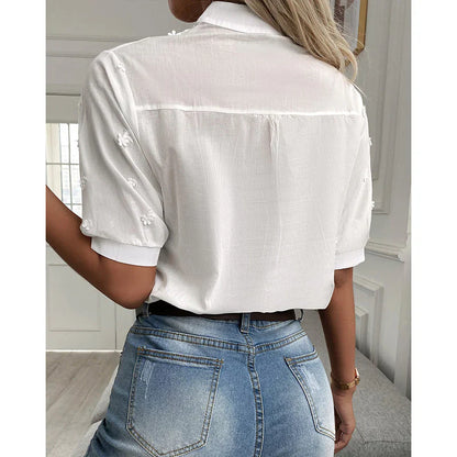 Yeliane – Baumwollbluse mit besticktem Stehkragen