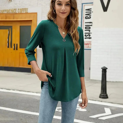 Ysola – Minimalistisches Langarm-Top mit V-Ausschnitt