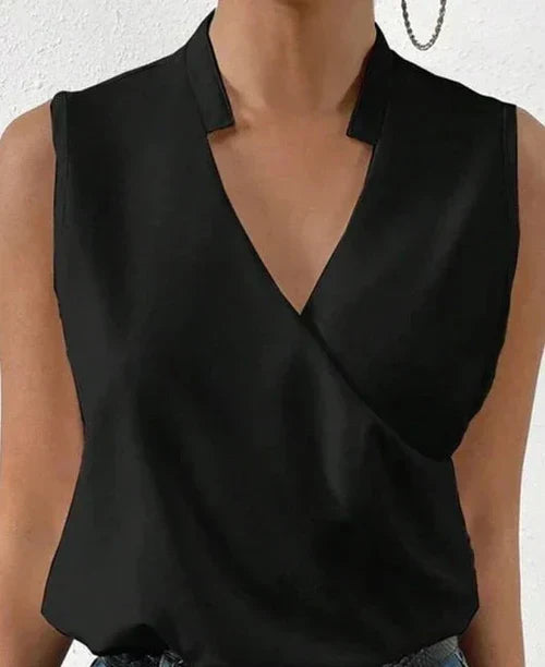 Sorilda – Elegante Satin-Wickelbluse mit V-Ausschnitt