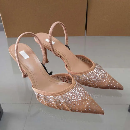 Roselith – Elegante Slingback-Pumps mit Strasssteinen in Nude