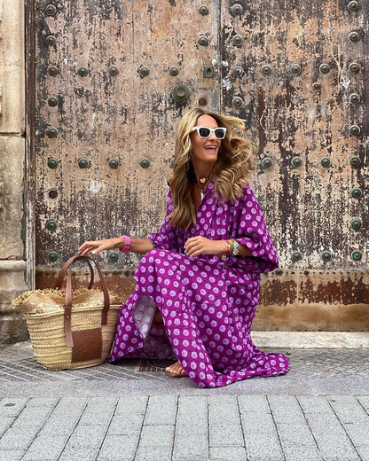 Urvee – Boho-Chic-Maxikleid mit Print und Stufen