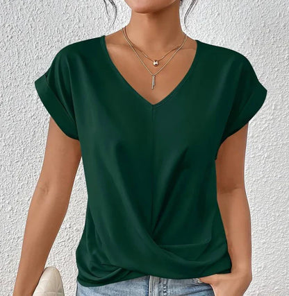 Avenya – Elegante, lässige Bluse mit V-Ausschnitt und Twist-Front
