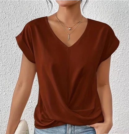 Avenya – Elegante, lässige Bluse mit V-Ausschnitt und Twist-Front