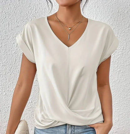 Avenya – Elegante, lässige Bluse mit V-Ausschnitt und Twist-Front