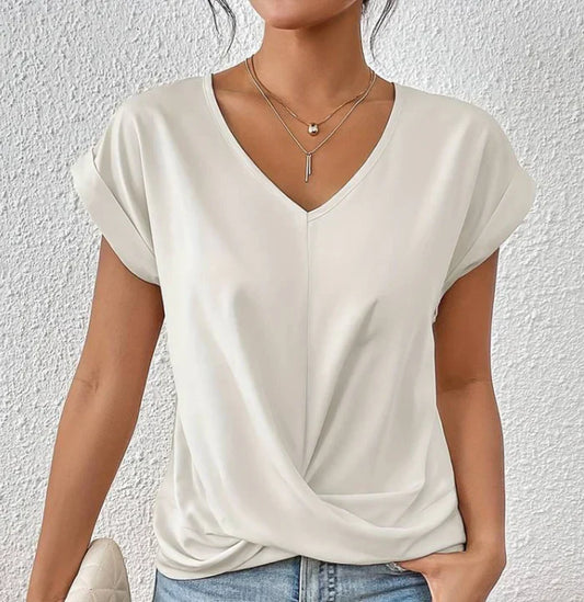Avenya – Elegante, lässige Bluse mit V-Ausschnitt und Twist-Front