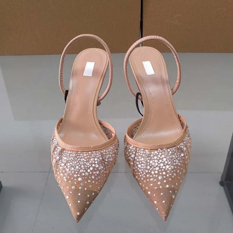 Roselith – Elegante Slingback-Pumps mit Strasssteinen in Nude