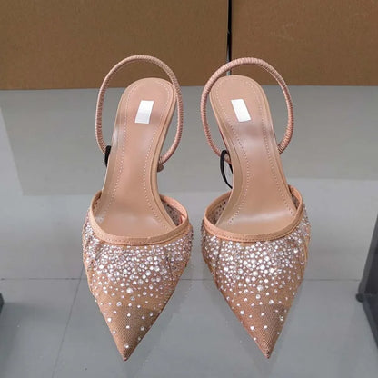 Roselith – Elegante Slingback-Pumps mit Strasssteinen in Nude