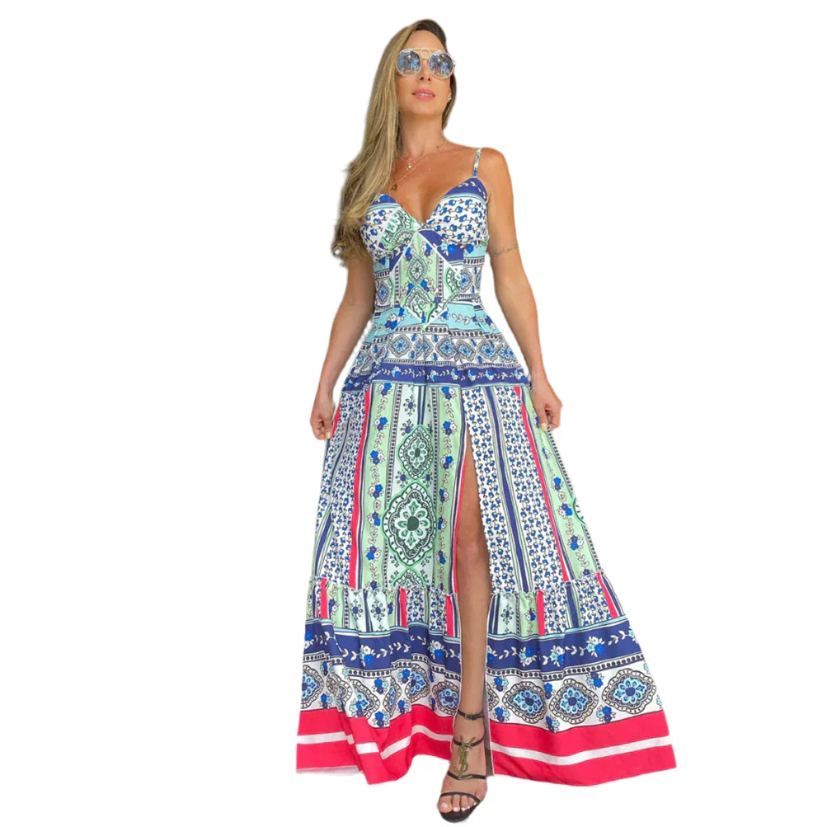 Rionette – Bedrucktes Sommer-Maxikleid mit Spaghettiträgern
