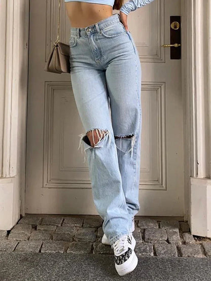 Ellina – High-Waist-Jeans in heller Waschung