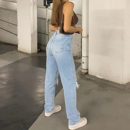 Ellina – High-Waist-Jeans in heller Waschung