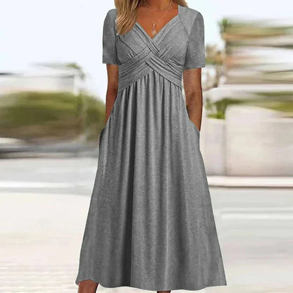 Hellie – Stilvolles Midikleid mit V-Ausschnitt