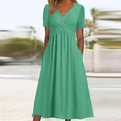 Hellie – Stilvolles Midikleid mit V-Ausschnitt