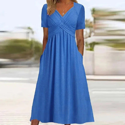 Hellie – Stilvolles Midikleid mit V-Ausschnitt