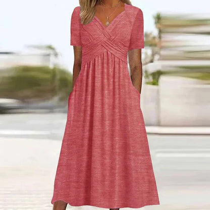 Hellie – Stilvolles Midikleid mit V-Ausschnitt