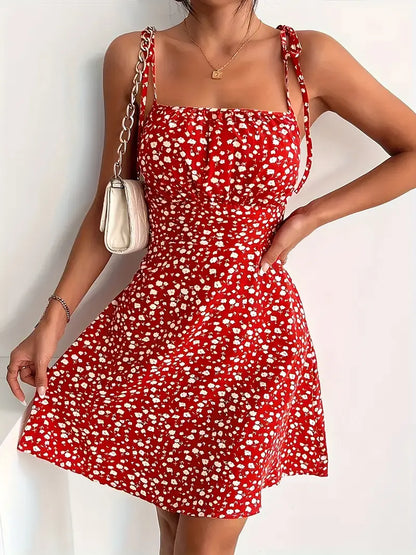 Maxine – Minikleid mit Blumenmuster und Bindebändern
