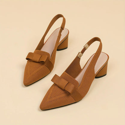 Caelina – Slingback-Blockabsätze mit spitzer Spitze und Schleife
