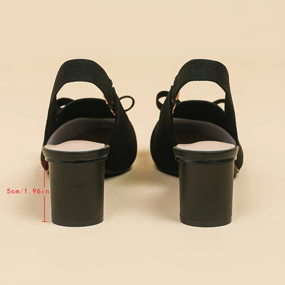 Caelina – Slingback-Blockabsätze mit spitzer Spitze und Schleife