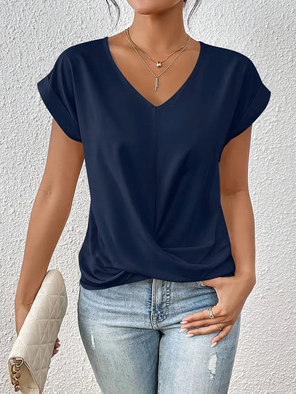 Junalei – Stilvolle, lässige Bluse mit V-Ausschnitt und Twist-Front
