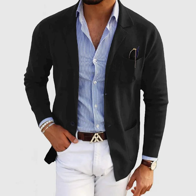 Eleganter Herrenblazer mit Taschen, lässigem Button-Down-Kragen und Revers  – Nico