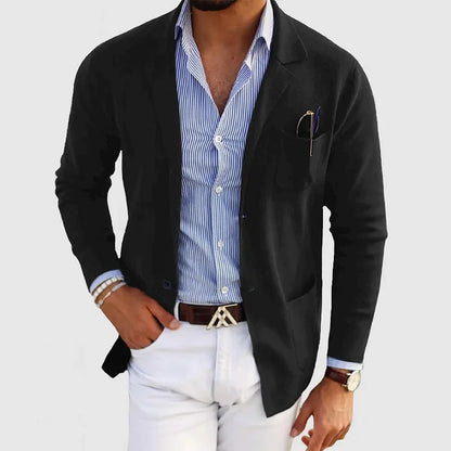 Eleganter Herrenblazer mit Taschen, lässigem Button-Down-Kragen und Revers  – Nico