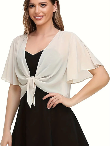 Cirelle – Elegante Wickelbluse aus transparentem Chiffon mit Bindeband