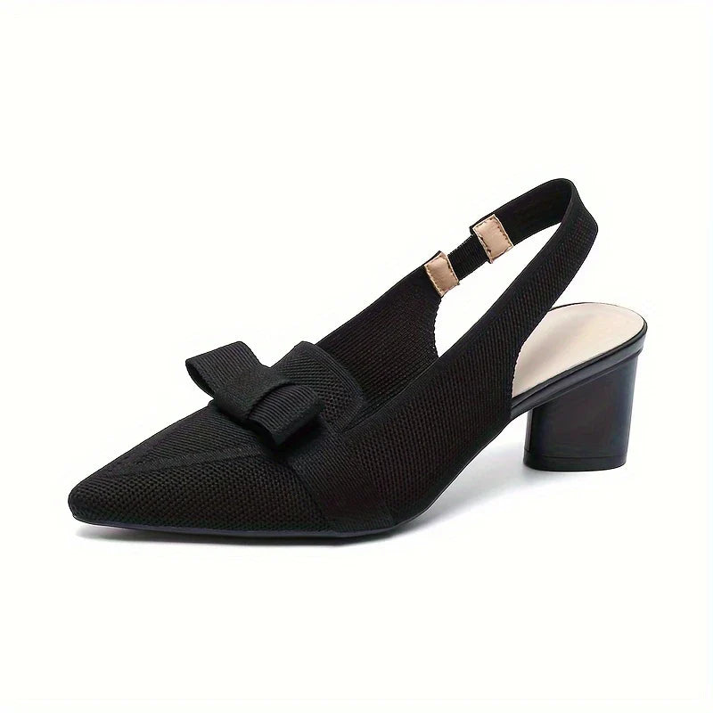 Caelina – Slingback-Blockabsätze mit spitzer Spitze und Schleife