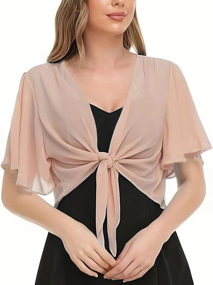 Cirelle – Elegante Wickelbluse aus transparentem Chiffon mit Bindeband