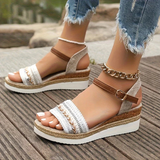 Nolienne – Stilvolle geflochtene Espadrille-Keilsandalen