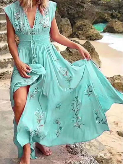 Carmela - Elegantes Boho-Maxikleid mit Blumenmuster