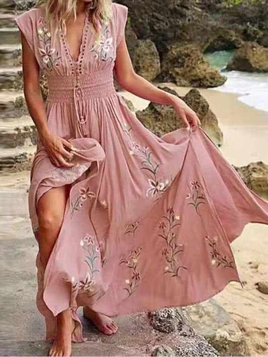 Carmela - Elegantes Boho-Maxikleid mit Blumenmuster