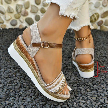 Nolienne – Stilvolle geflochtene Espadrille-Keilsandalen