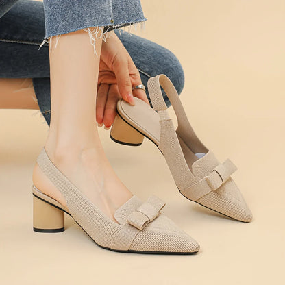 Caelina – Slingback-Blockabsätze mit spitzer Spitze und Schleife