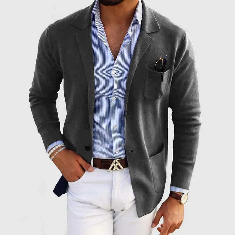 Eleganter Herrenblazer mit Taschen, lässigem Button-Down-Kragen und Revers  – Nico