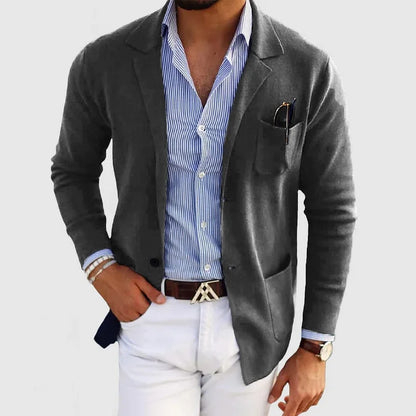 Eleganter Herrenblazer mit Taschen, lässigem Button-Down-Kragen und Revers  – Nico