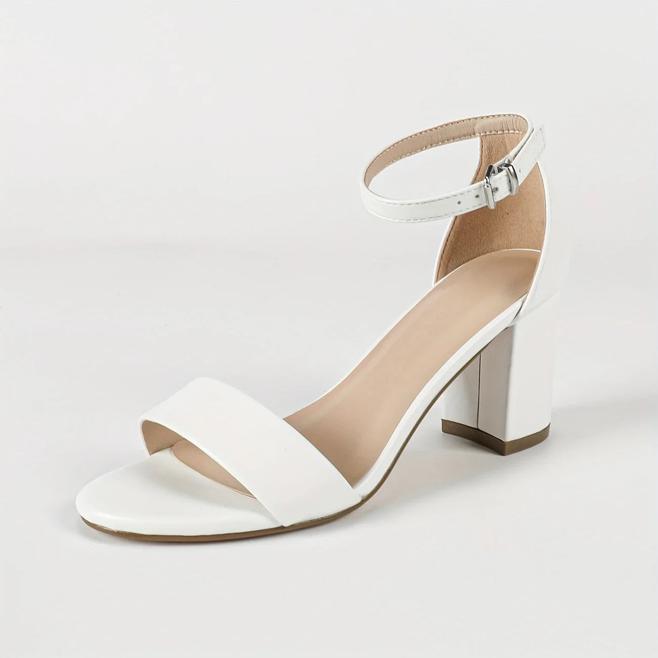 Elyveta – Klassische weiße Blockabsatz-Sandalen